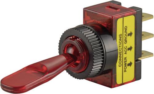 TRU Components Kfz-Kippschalter TC-R13-61B ILLUMINATED RED 1St.