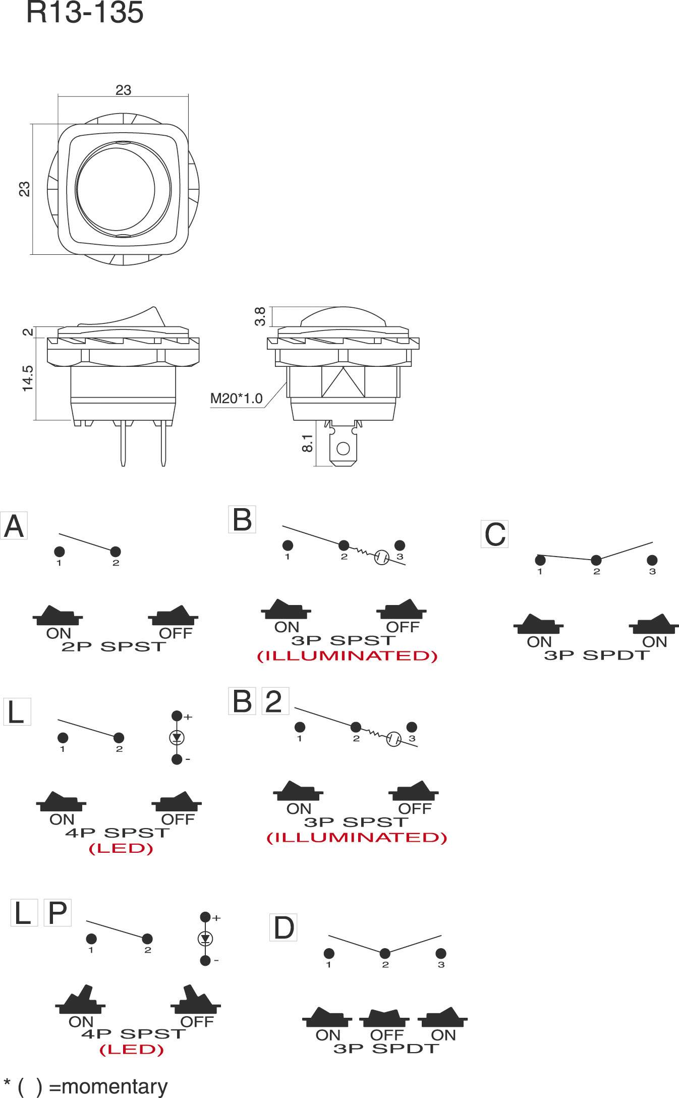TRU Components 1587620 Wippschalter TC-R13-135B-02 250 V/AC 10A 1 x Aus/Ein rastend