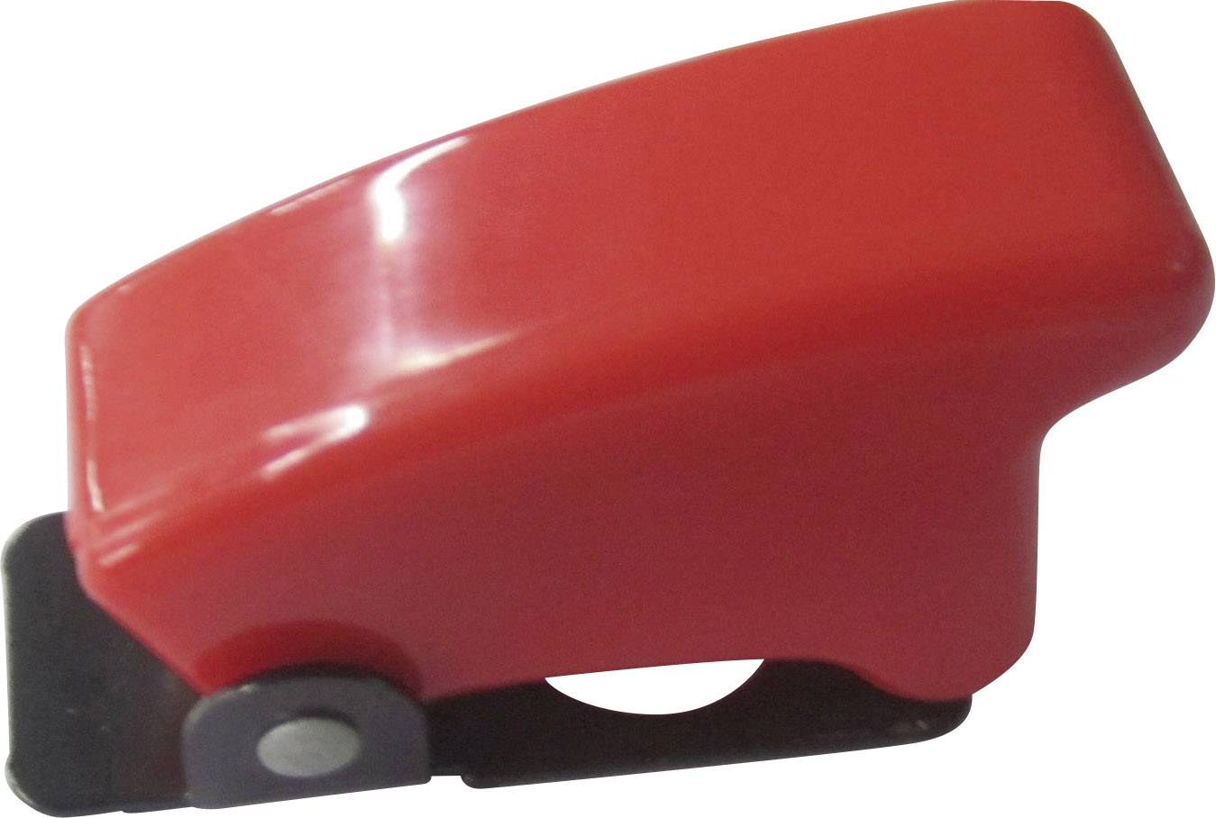 Roter Sicherheitsmessergriff mit schwarzer Klingenschutzhalterung. Hauptsächlich zur sicheren Messerführung und Aufbewahrung.
