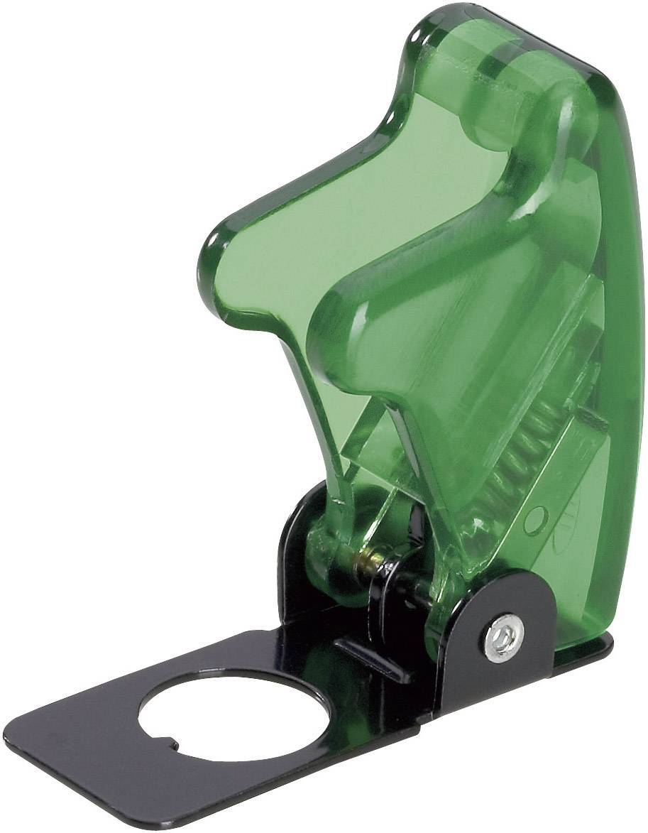 Ein grüner Plastikflaschenöffner mit ergonomischem Griff, montiert auf einer schwarzen Metallbasis, zeigt praktische Funktionalität.