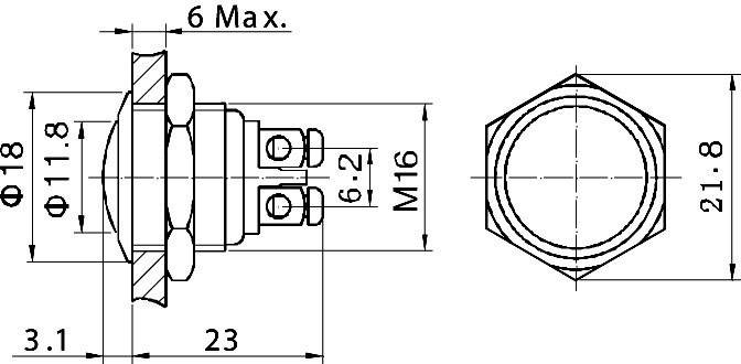 TRU Components 701273 GQ 16B-S Vandalismusgeschützter Drucktaster 48 V/DC 2A 1 x Aus/(Ein) tastend IP65 1St.