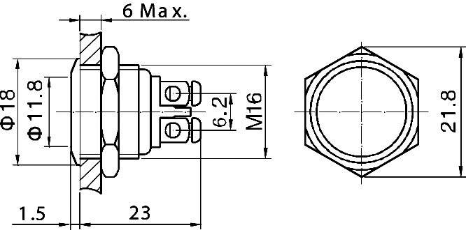TRU Components 701274 GQ 16F-N Vandalismusgeschützter Drucktaster 48 V/DC 2A 1 x Aus/(Ein) tastend IP65 1St.