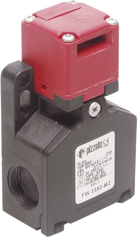 Schwarzer und roter elektrischer Schalter mit Pizzato-Logo auf dem Gehäuse.