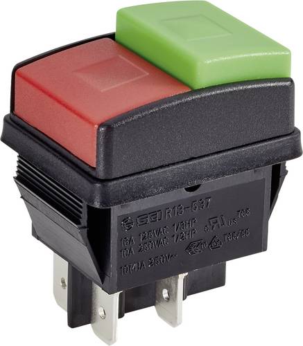 TRU Components 1587859 TC-R13-537A B/R/G Drucktaster 250 V/AC 10 A 2 x Aus/Ein rastend 1 St.