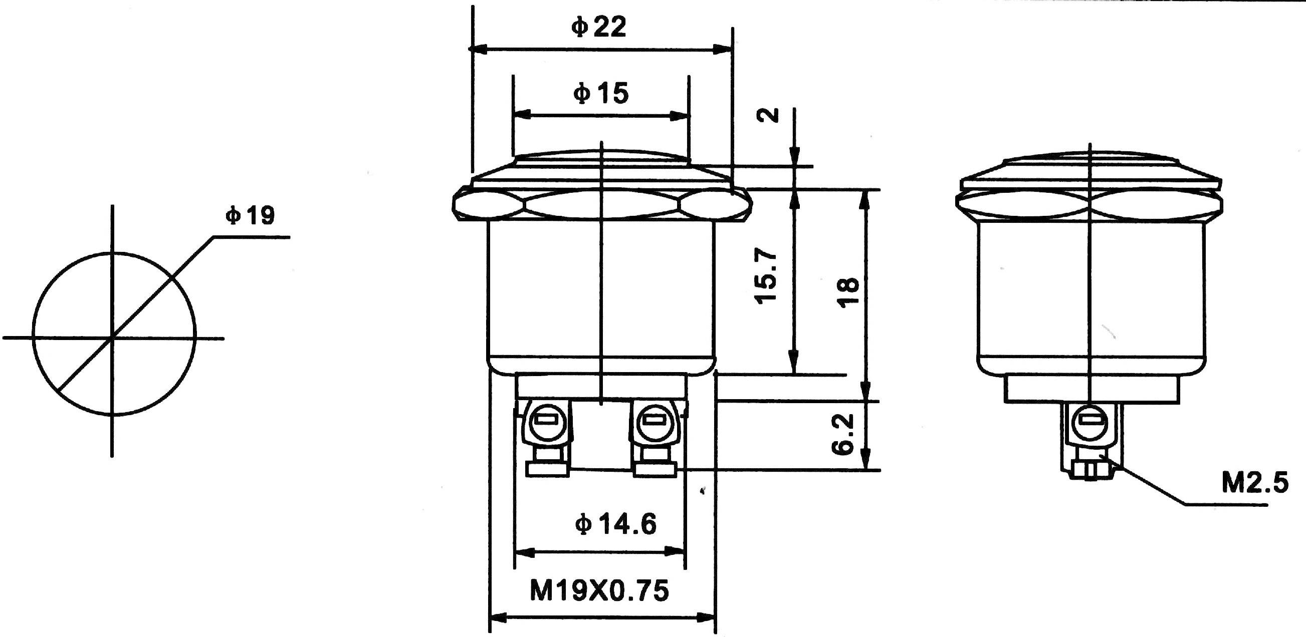 TRU COMPONENTS 701401 PBS-28B Vandalismusgeschützter Drucktaster 250 V/AC 2A 1 x Aus/(Ein) tastend 1St.