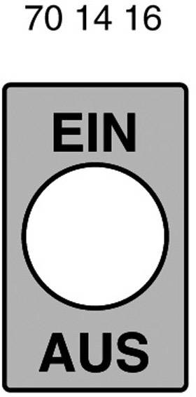 'Ein' und 'Aus' Schalter-Element in grau. Oben eine Zahlenfolge: 70 14 16.