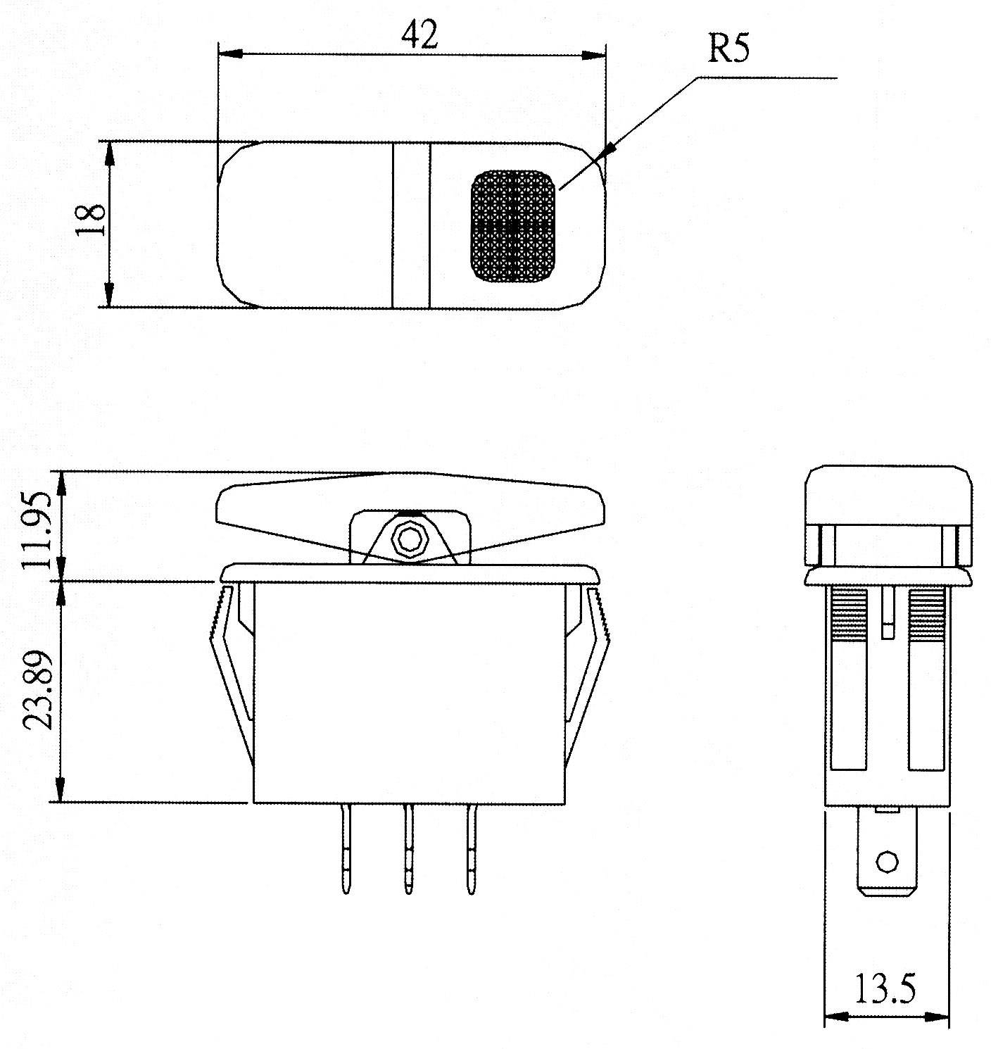 TRU Components 1587863 Wippschalter TC-R13-258I 14 V/AC 21A 1 x (Ein)/Aus/(Ein) IP66 tastend/0/tastend 1St.