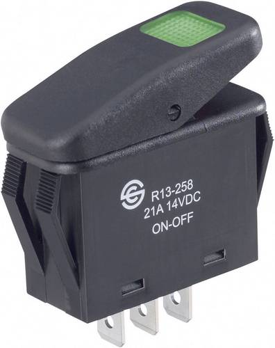 TRU Components 1587862 Wippschalter TC-R13-258B B/G 14 V/DC 21 A 1 x Aus/Ein IP66 rastend 1 St.