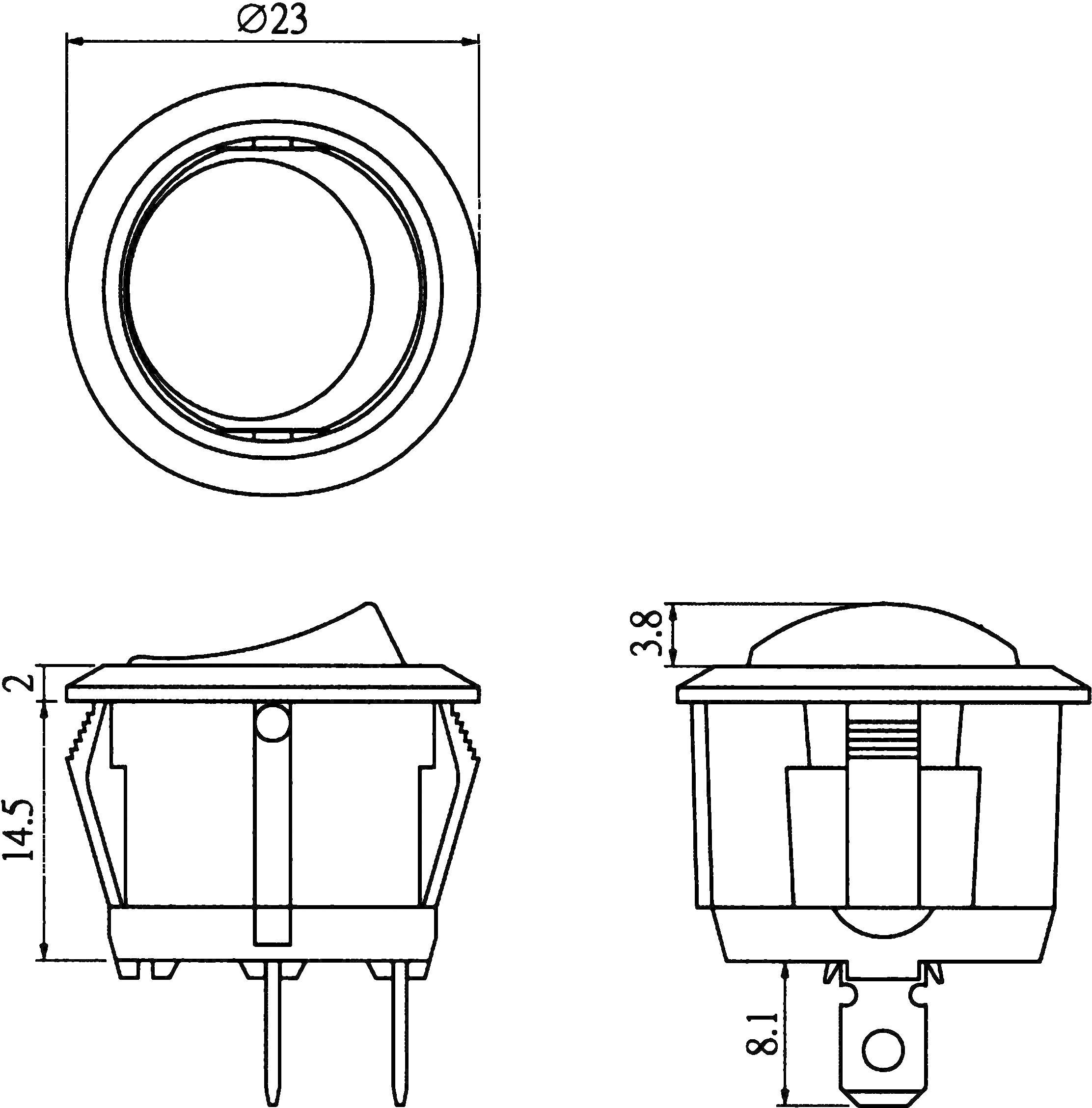 TRU COMPONENTS 701365 Wippschalter R13-112A-02 BB 250 V/AC 6A 1 x Aus/Ein rastend