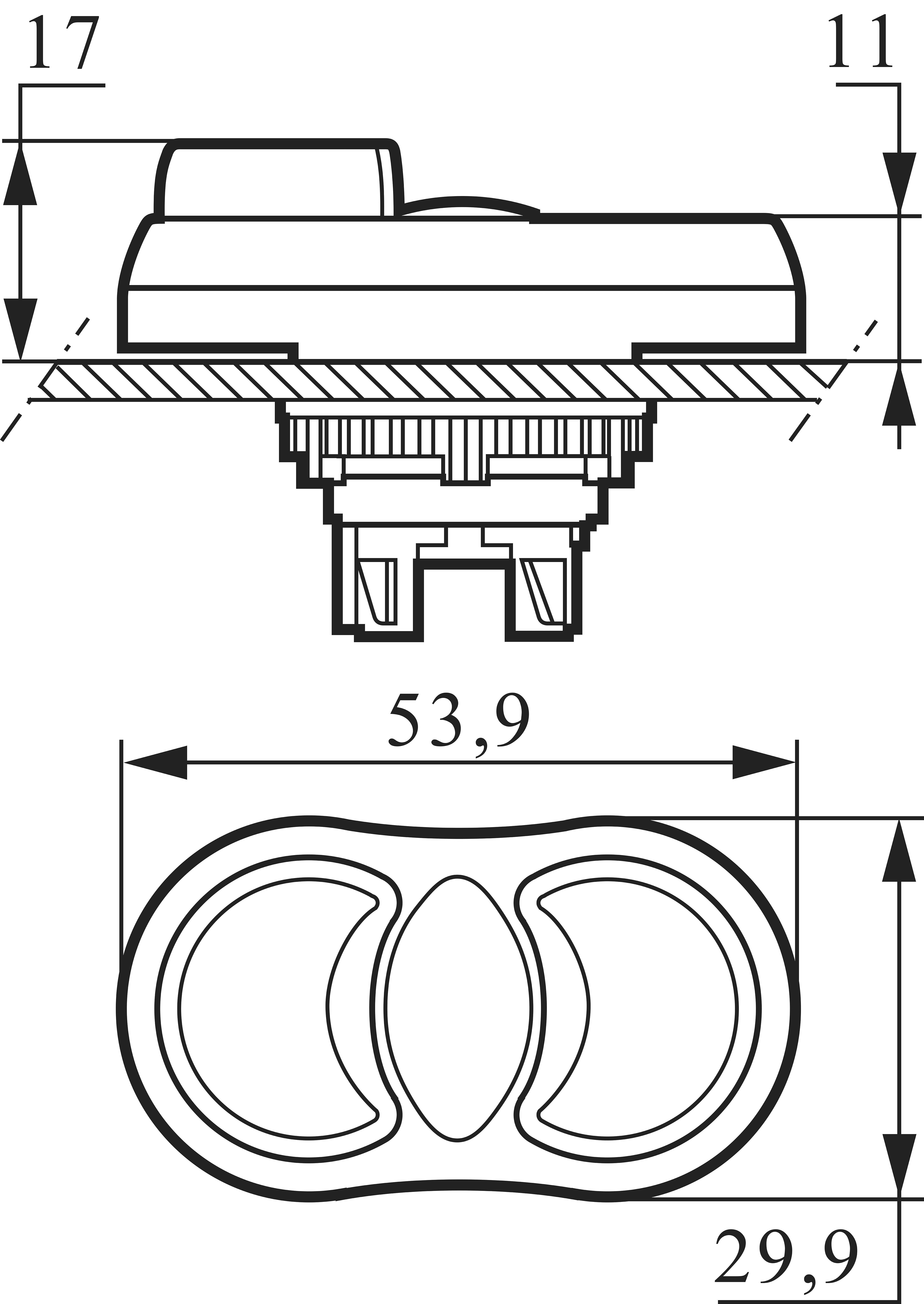 BACO BA100506-GN L61QA22K Doppeldrucktaster Frontring Kunststoff, verchromt Grün 1St.