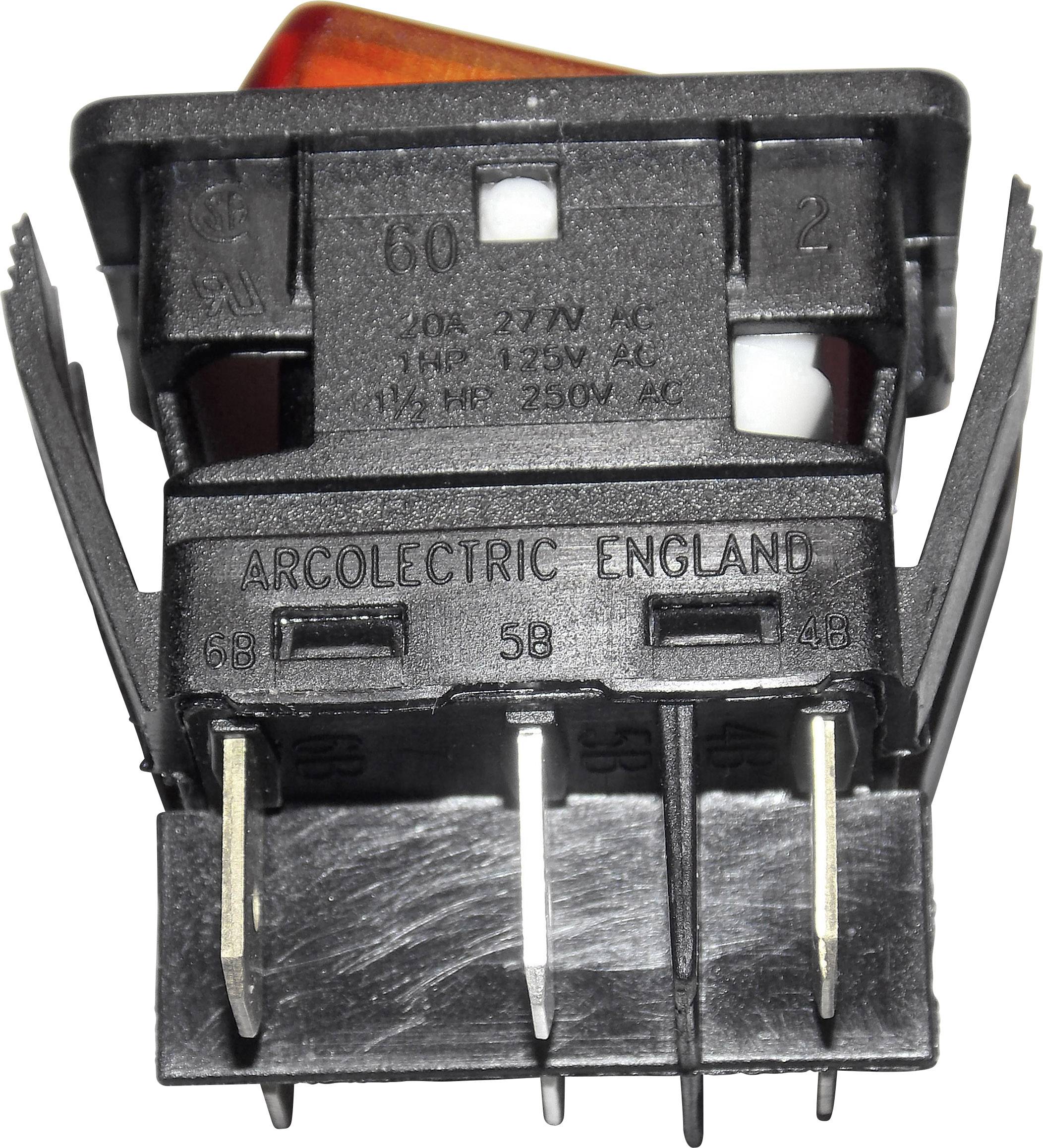 Arcolectric (Bulgin Ltd.) C6057ALFAB Wippschalter C6057ALFAB 24V DC/AC 16A 2 x Aus/Ein rastend 1St.