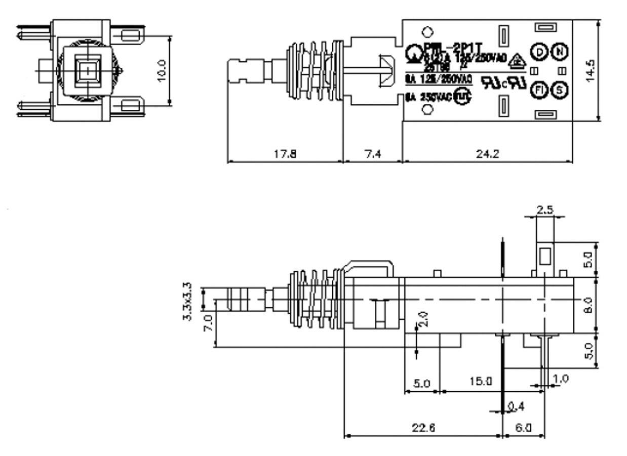 PWL-2P1TL-6SASHA PWL-2P1TL-6SASHA Netzschalter, Druckschalter 250 V/AC ...