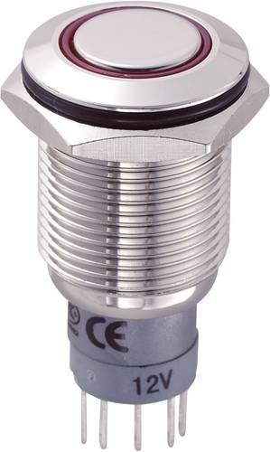 TRU Components 701778 LAS2GQF-11ZE/R/12V/N/P Vandalismusgeschützter Druckschalter 250 V/AC 3 A 1 x