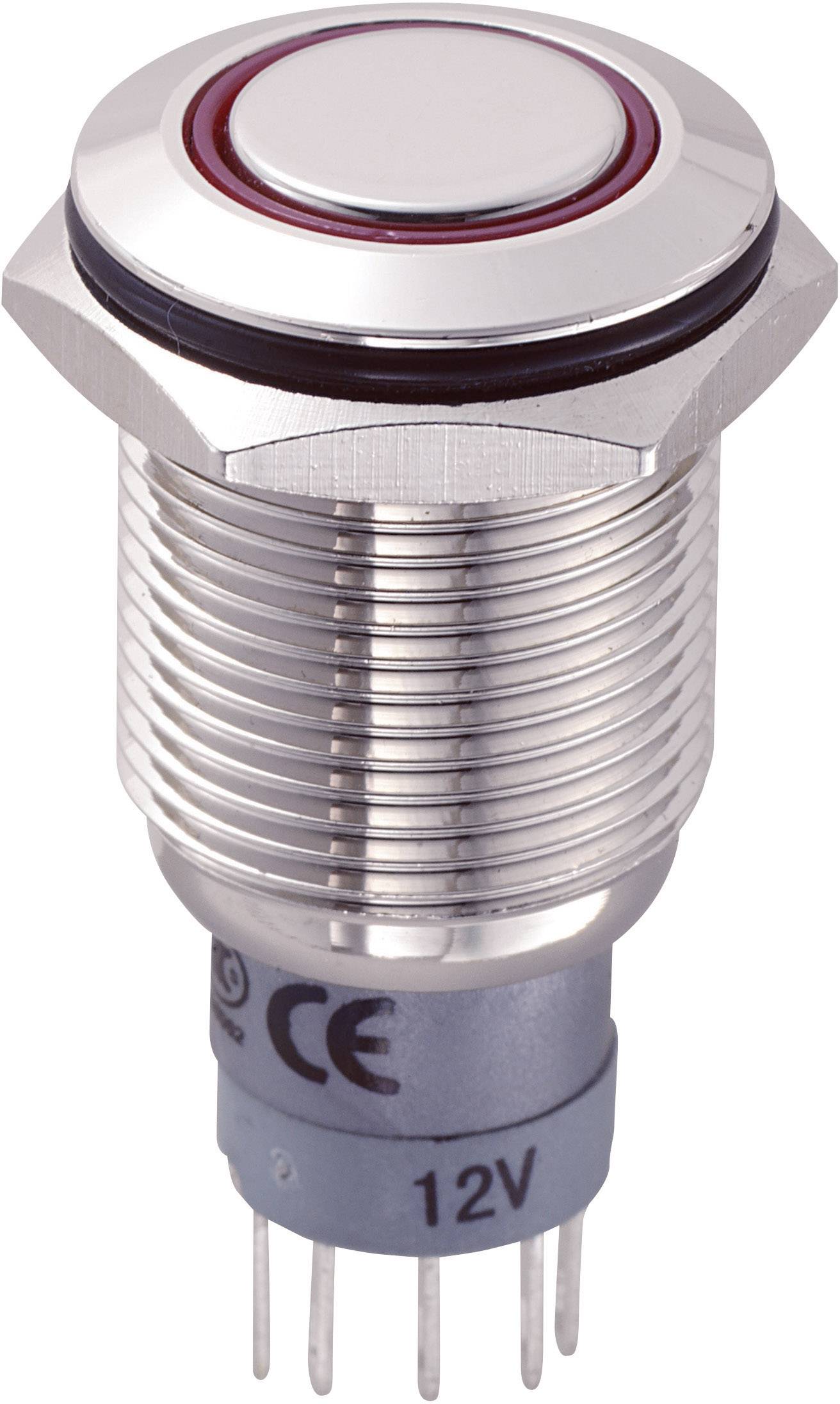 TRU Components 701778 LAS2GQF-11ZE/R/12V/N/P Vandalismusgeschützter Druckschalter 250 V/AC 3 A 1 x