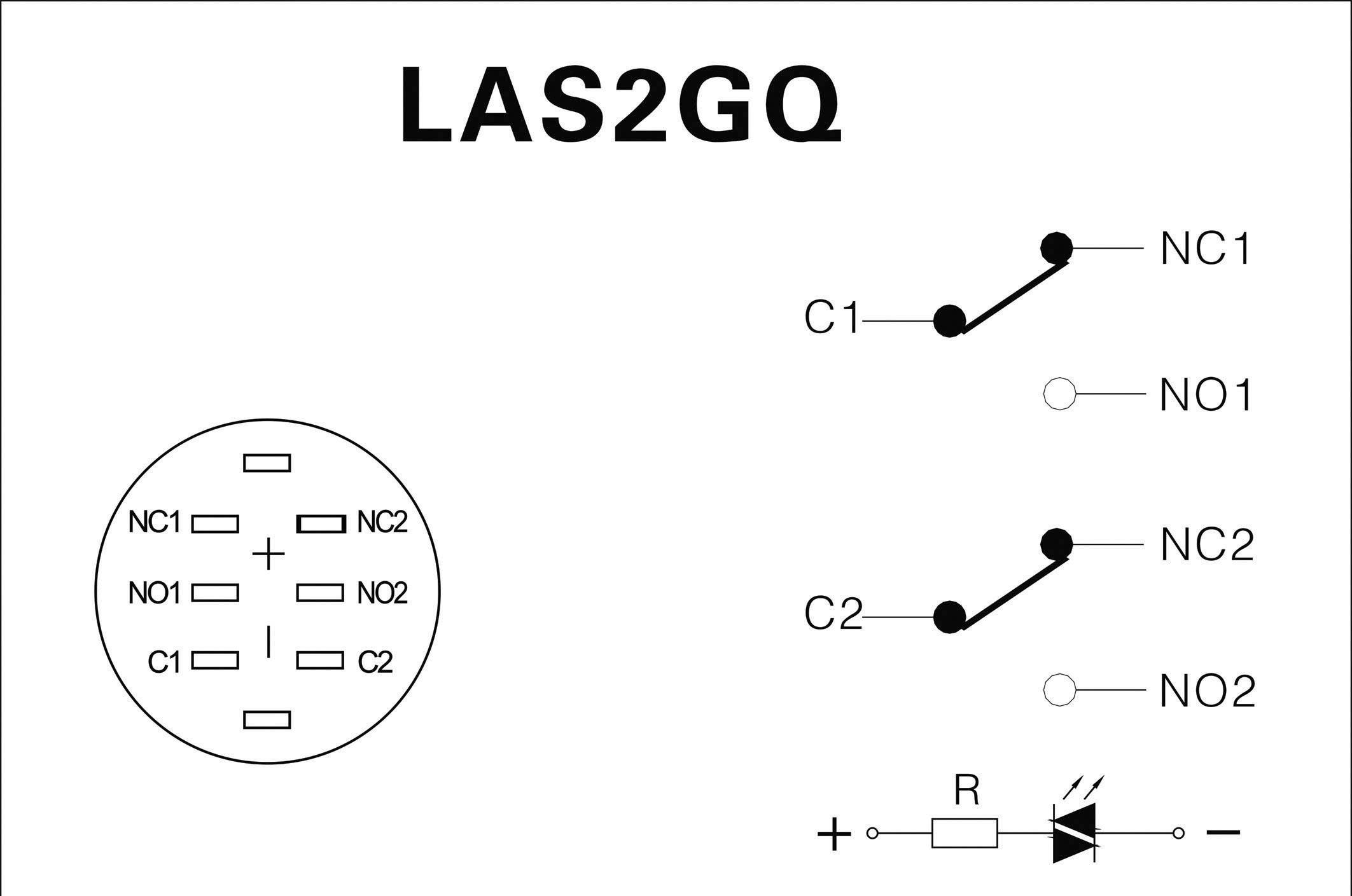 TRU Components 701967 LAS2GQF-22Z/S/P Vandalismusgeschützter Druckschalter 250 V/AC 3A 2 x Ein/Ein rastend IP67 1St.