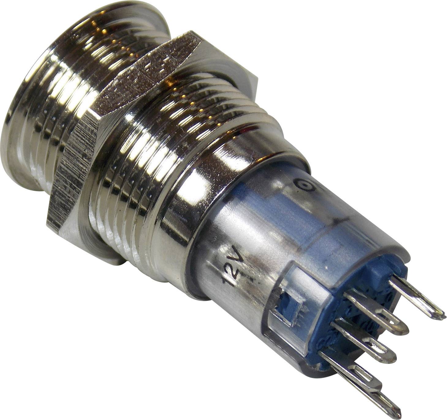 TRU Components 701791 LAS2GQF-11ZE/B/12V/N/P Vandalismusgeschützter Druckschalter 250 V/AC 3A 1 x Ein/Ein rastend Blau IP67 1St.