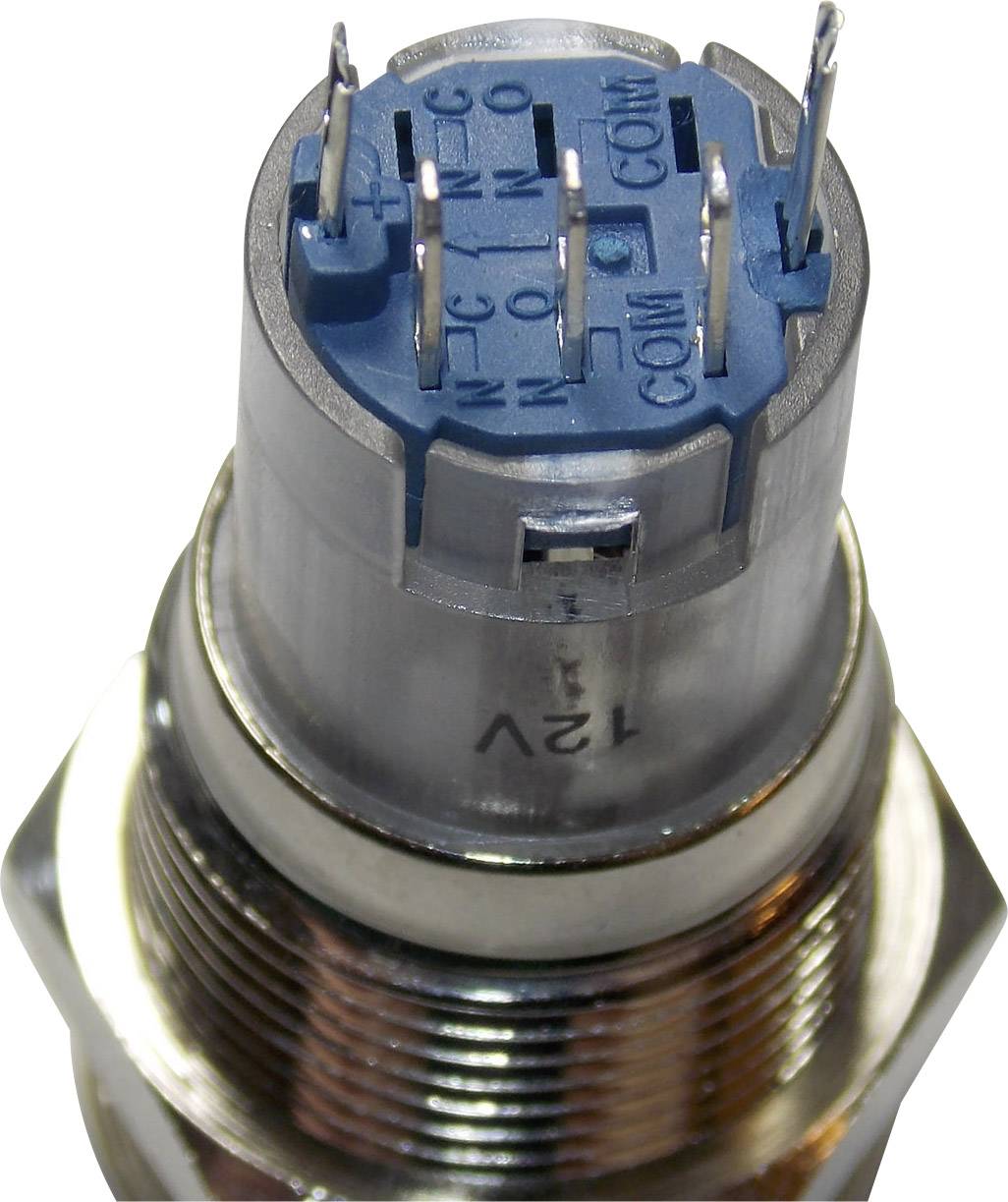 TRU Components 701791 LAS2GQF-11ZE/B/12V/N/P Vandalismusgeschützter Druckschalter 250 V/AC 3A 1 x Ein/Ein rastend Blau IP67 1St.