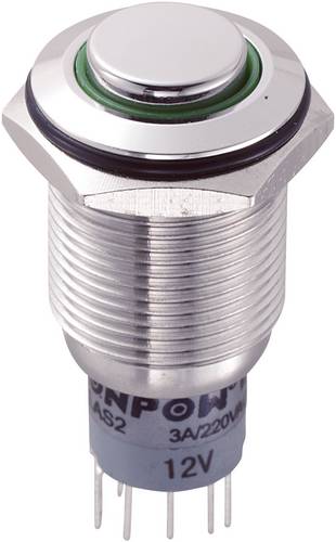 TRU Components 701795 LAS2GQH-22E/G/12V/S/P Vandalismusgeschützter Drucktaster 250 V/AC 3 A 2 x Ein