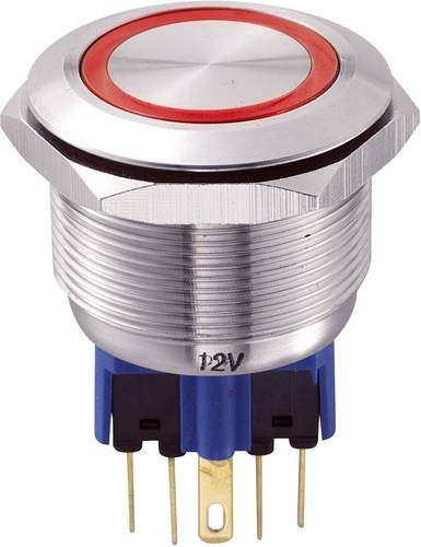 TRU Components 701803 GQ25-11E/R/12V Vandalismusgeschützter Drucktaster 250 V/AC 5A 1 x Ein/(Ein) t