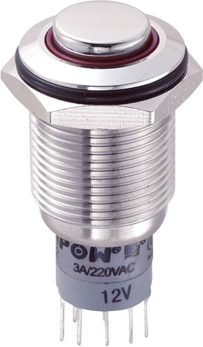 LAS2GQH-22ZE/R/12V/S/P Vandalismusgeschützter Druckschalter 250 V/AC 3A 2 x Ein/Ein