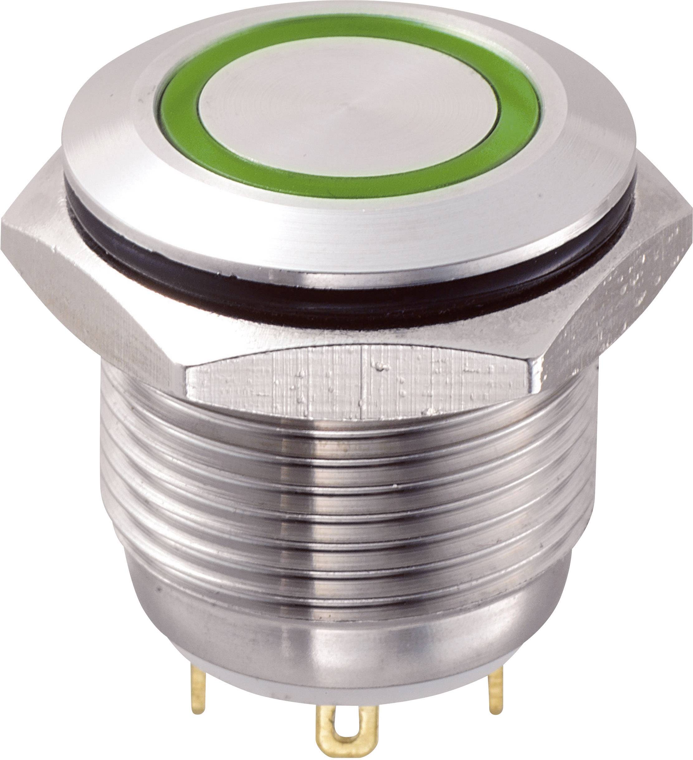 TRU Components 701880 GQ16F-10E/J/G/12V Vandalismusgeschützter Drucktaster 48 V/DC 2A 1 x Aus/(Ein) tastend Grün IP65 1St.