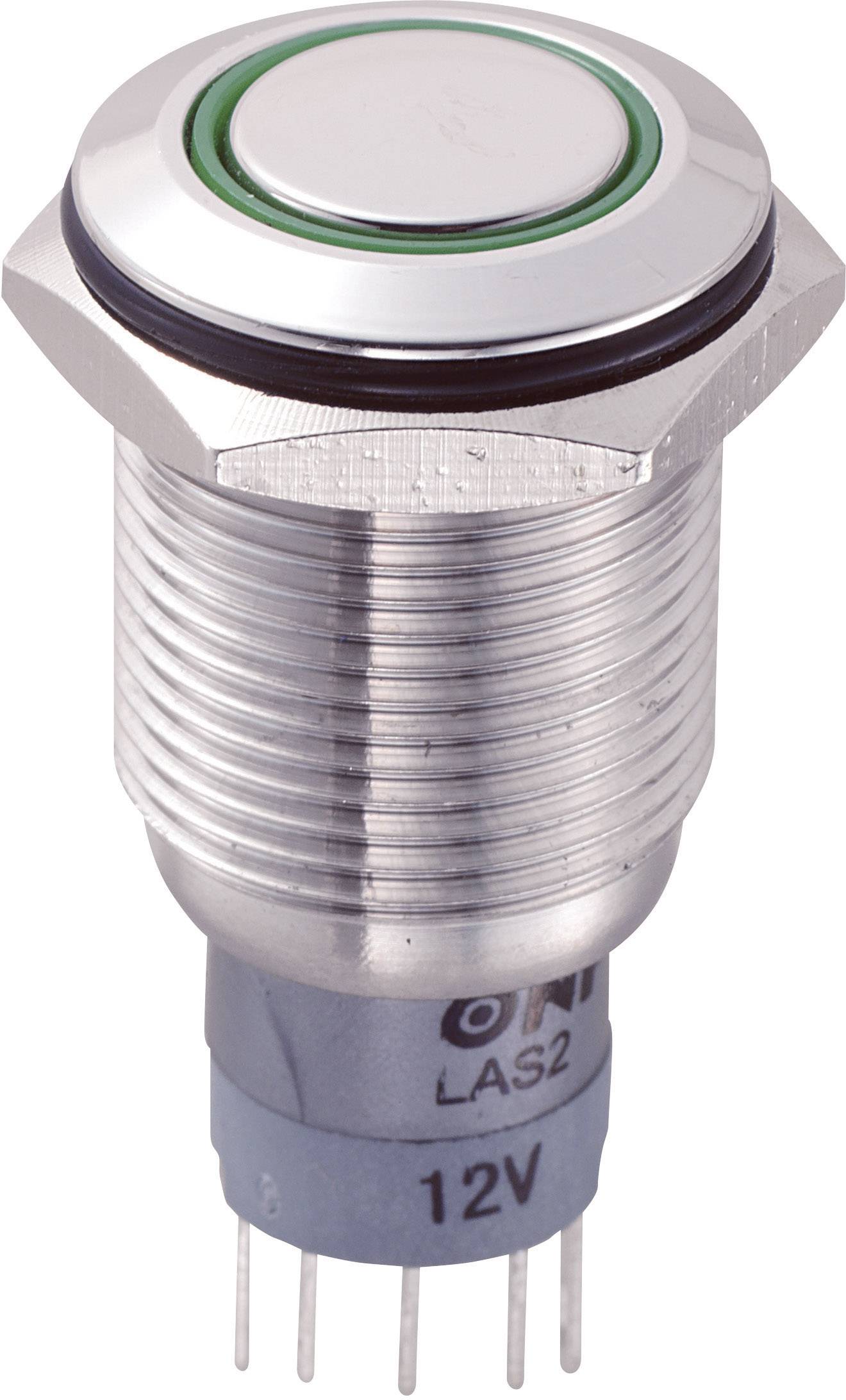 TRU Components 701907 LAS2GQF-11E/G/12V/S/P Vandalismusgeschützter Drucktaster 250 V/AC 3A 1 x Ein/(Ein) tastend Grün 1St.