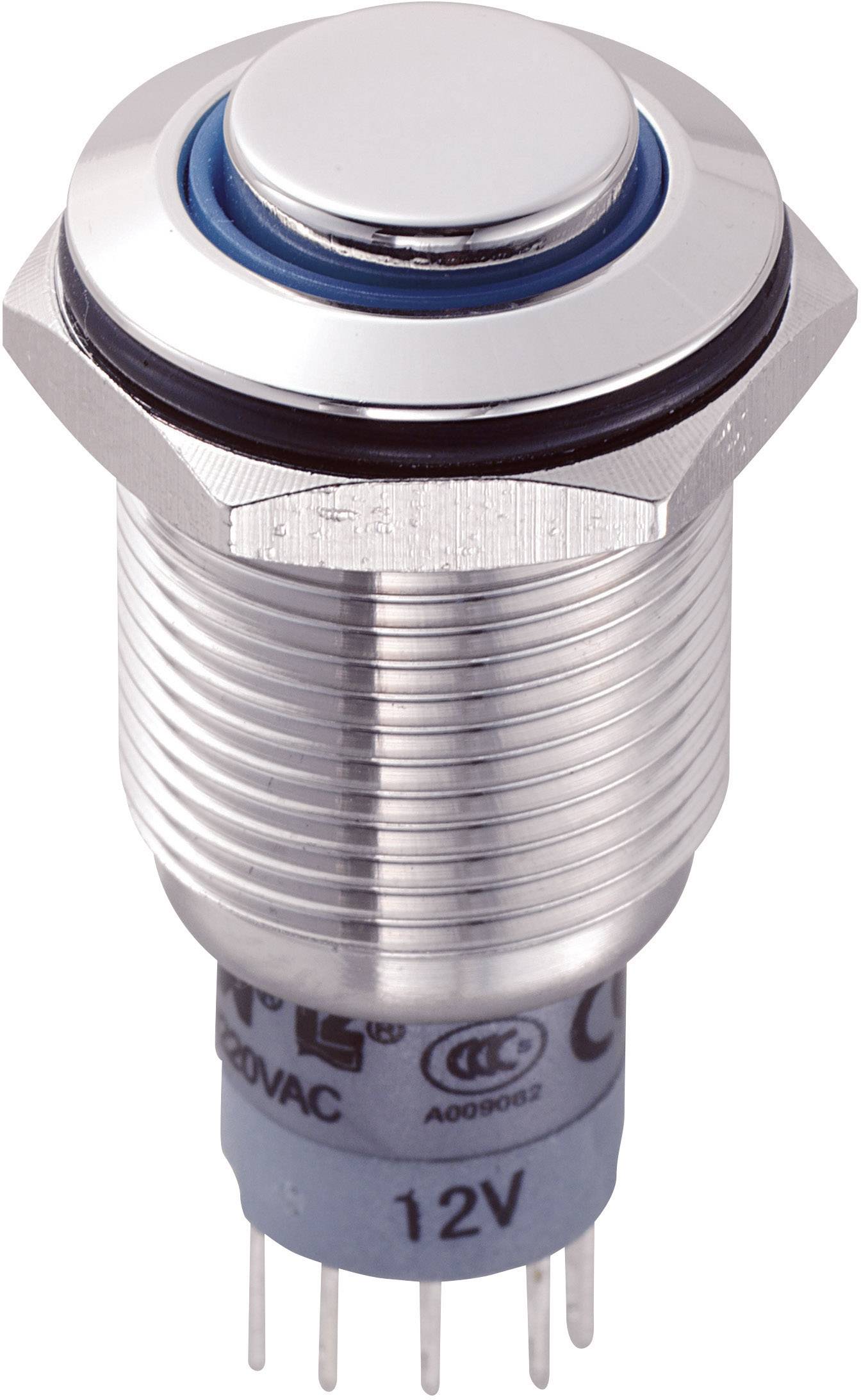 TRU Components 701921 LAS2GQH-11E/B/12V/S/P Vandalismusgeschützter Drucktaster 250 V/AC 3A 1 x Ein/(Ein) tastend Blau 1St.