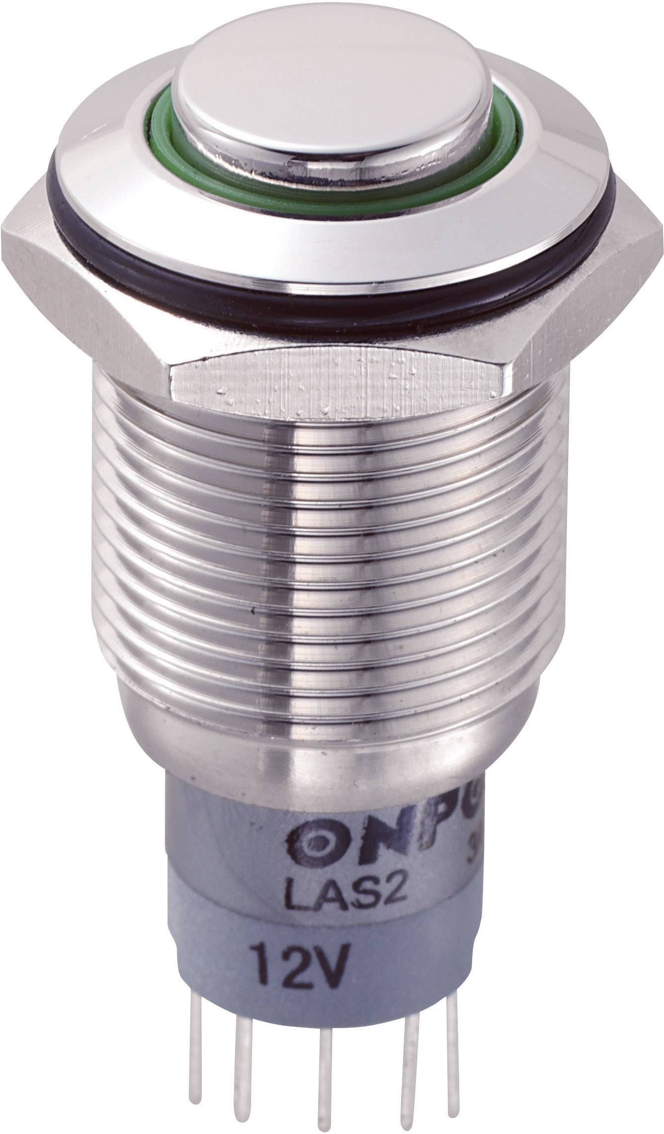 TRU Components 701933 LAS2GQH-11E/G/12V/S/P Vandalismusgeschützter Drucktaster 250 V/AC 3A 1 x Ein/(Ein) tastend Grün 1St.