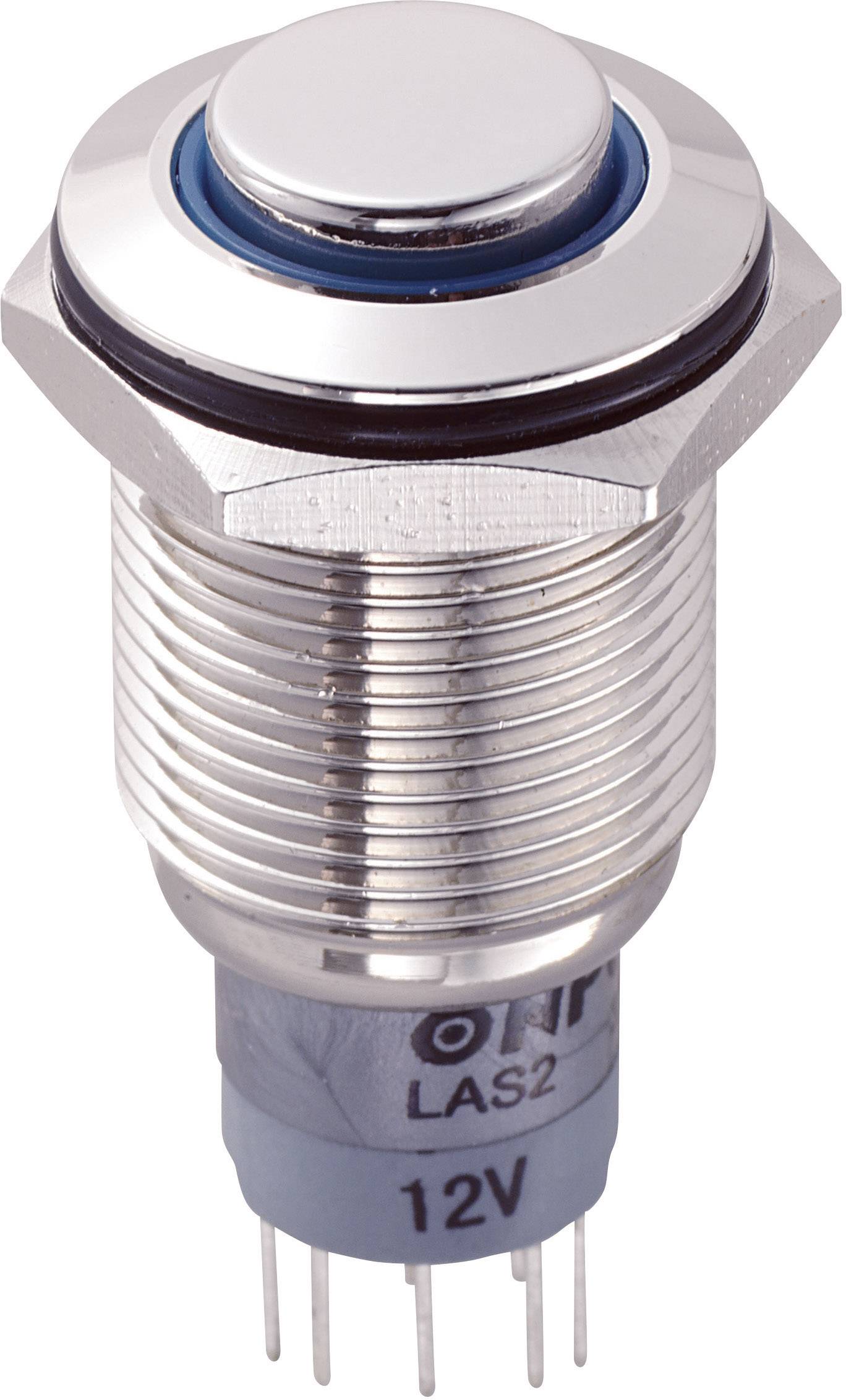 TRU Components LAS2GQH-22E/B/12V/N/P Vandalismusgeschützter Drucktaster 250 V/AC 3A 2 x Ein/(Ein) tastend Blau 1St.