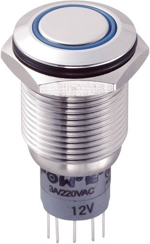 TRU Components 701958 LAS2GQF-22E/B/12V/S/P Vandalismusgeschützter Drucktaster 250 V/AC 3 A 2 x Ein