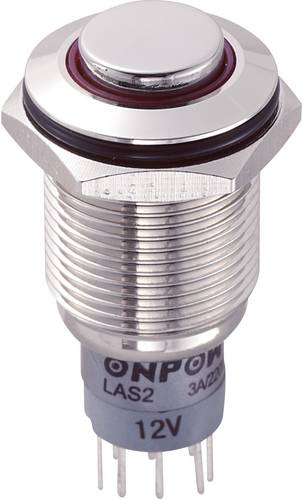 TRU Components 701982 LAS2GQH-22E/R/12V/N/P Vandalismusgeschützter Drucktaster 250 V/AC 3 A 2 x Ein