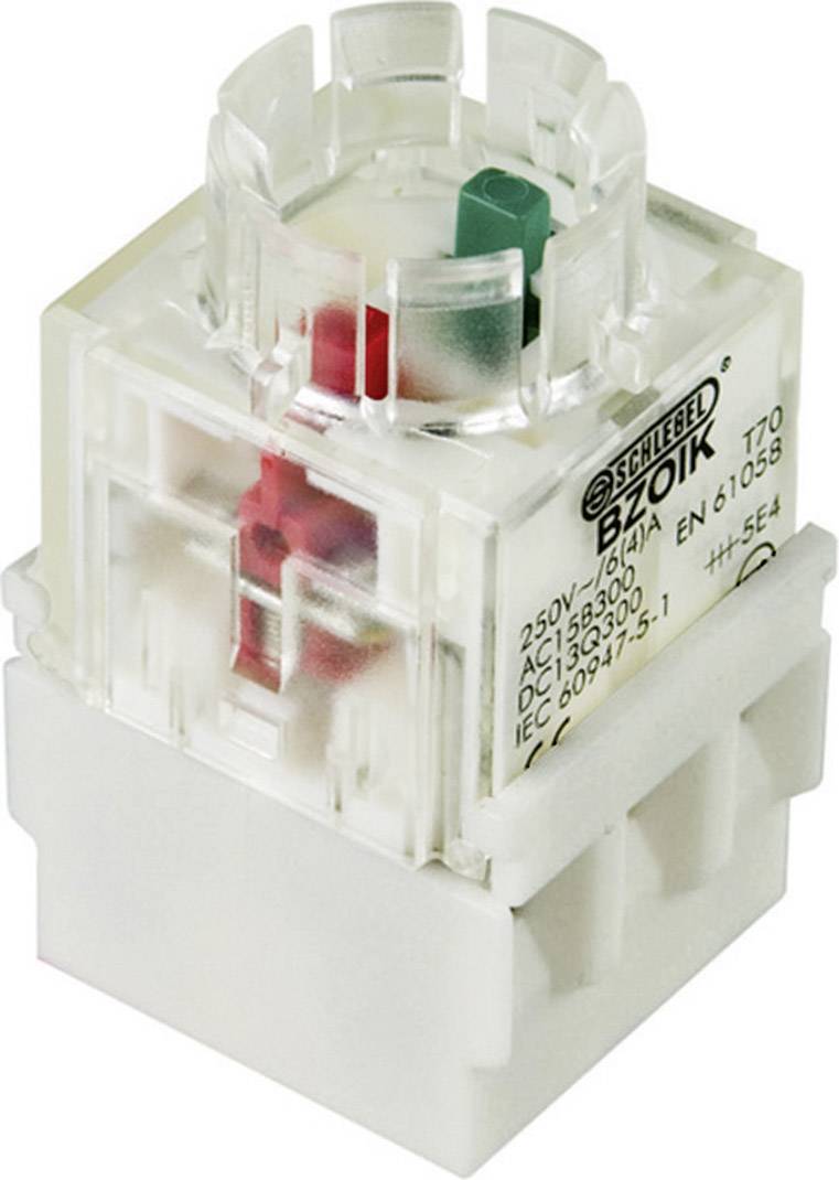 Transparenter quadratischer Schalter mit rotem und grünem Druckknopf, geeignet für 250V und 16A gemäß IEC-Norm 60947-5-1.
