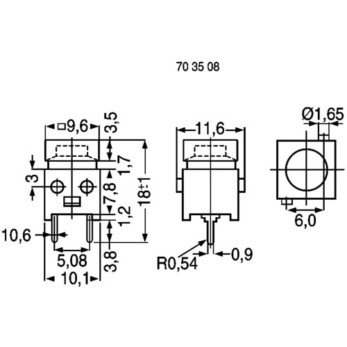 TRU COMPONENTS DS660S-S BK Drucktaster 100V 1A 1 x Aus/(Ein) tastend (L x B) 10mm x 10mm 1St.