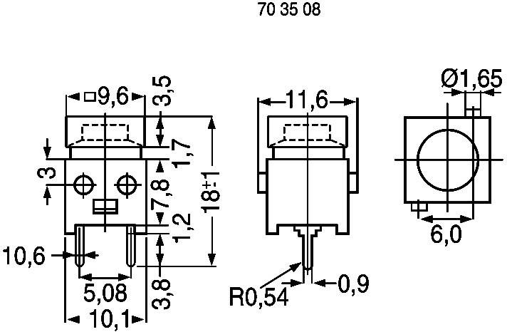 TRU Components 703508 DS-660S-S RD Drucktaster 100V 1A 1 x Aus/(Ein) tastend (L x B) 10mm x 10mm