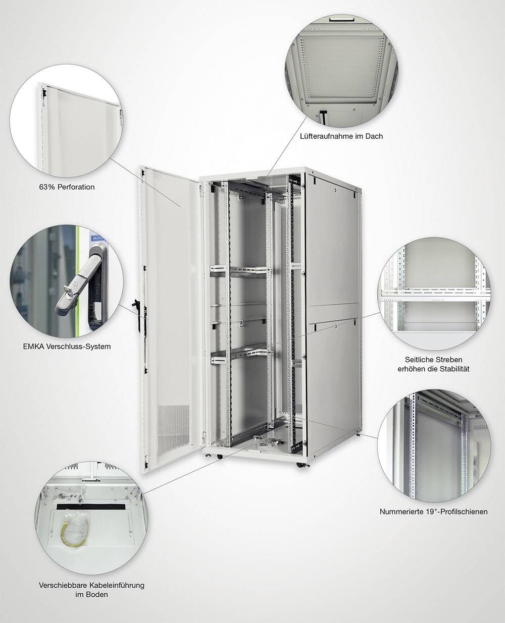 Digitus DN-19 SRV-42U-B-1 19 Zoll Serverschrank (B x H x T) 600 x 1970 x 1000mm 42 HE Schwarz (RAL 9005)