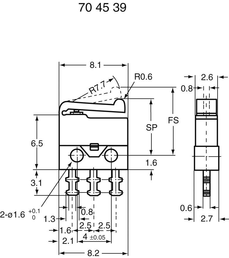 SSM-001 Mikroschalter SSM-001 30 V/DC 0.5A 1 x Ein/(Ein) tastend