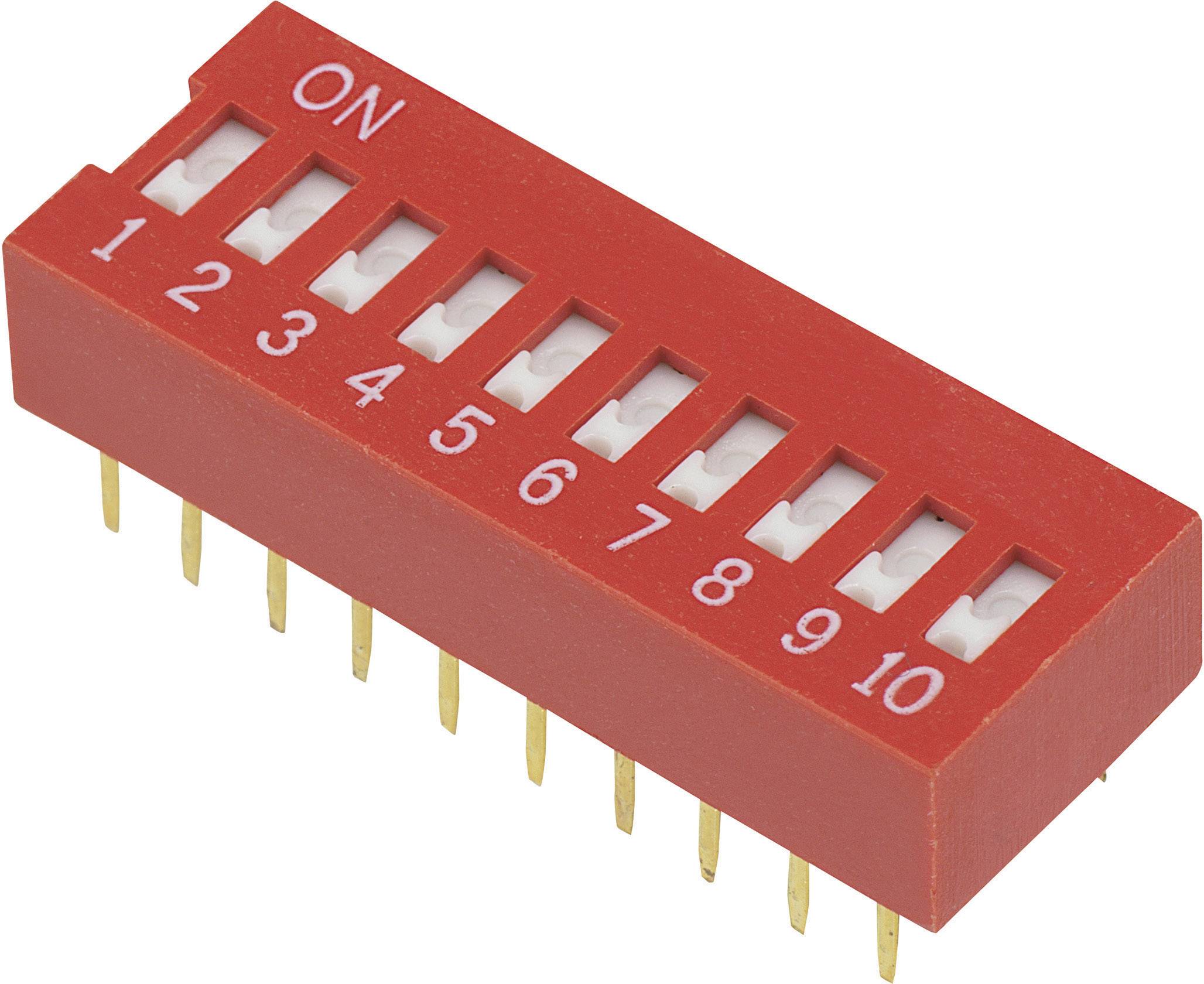 TRU Components DSR-10 DIP-Schalter Polzahl (num) 10 Slide-Type