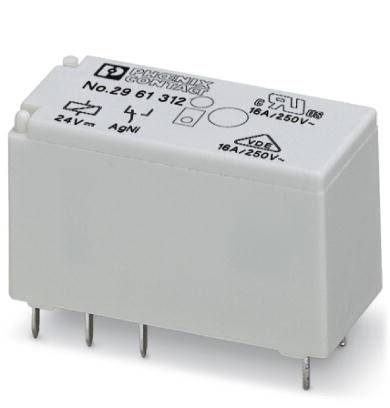 Weiße, rechteckige elektronische Komponente mit Metallstiften unten. Aufdruck oben enthält technische Spezifikationen und Markenlogo.