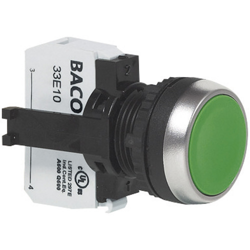 BACO BAL21AA02A L21AA02A Drucktaster Frontring Kunststoff, verchromt Grün 1St.