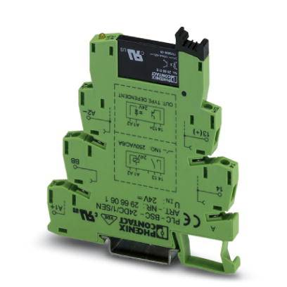 Grünes Phoenix Contact Relaismodul, kompakte Bauweise, geeignet für elektrische Verbindungen.