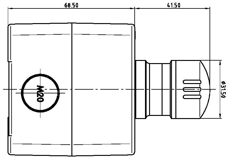 Technische Zeichnung eines zylindrischen Bauteils mit den Maßen 68,50 x 41,50 mm und einem Durchmesser von 31,50 mm.