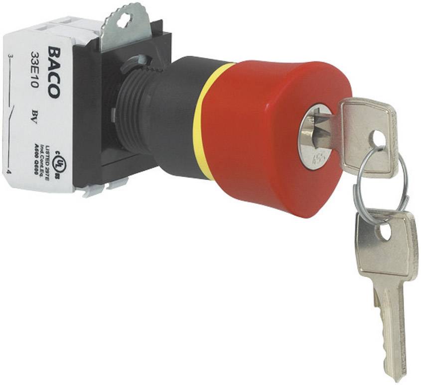 BACO L22GR01B Not-Aus-Schalter Frontring Kunststoff, Schwarz, mit Statusanzeige 600 V 10 A IP69K 1