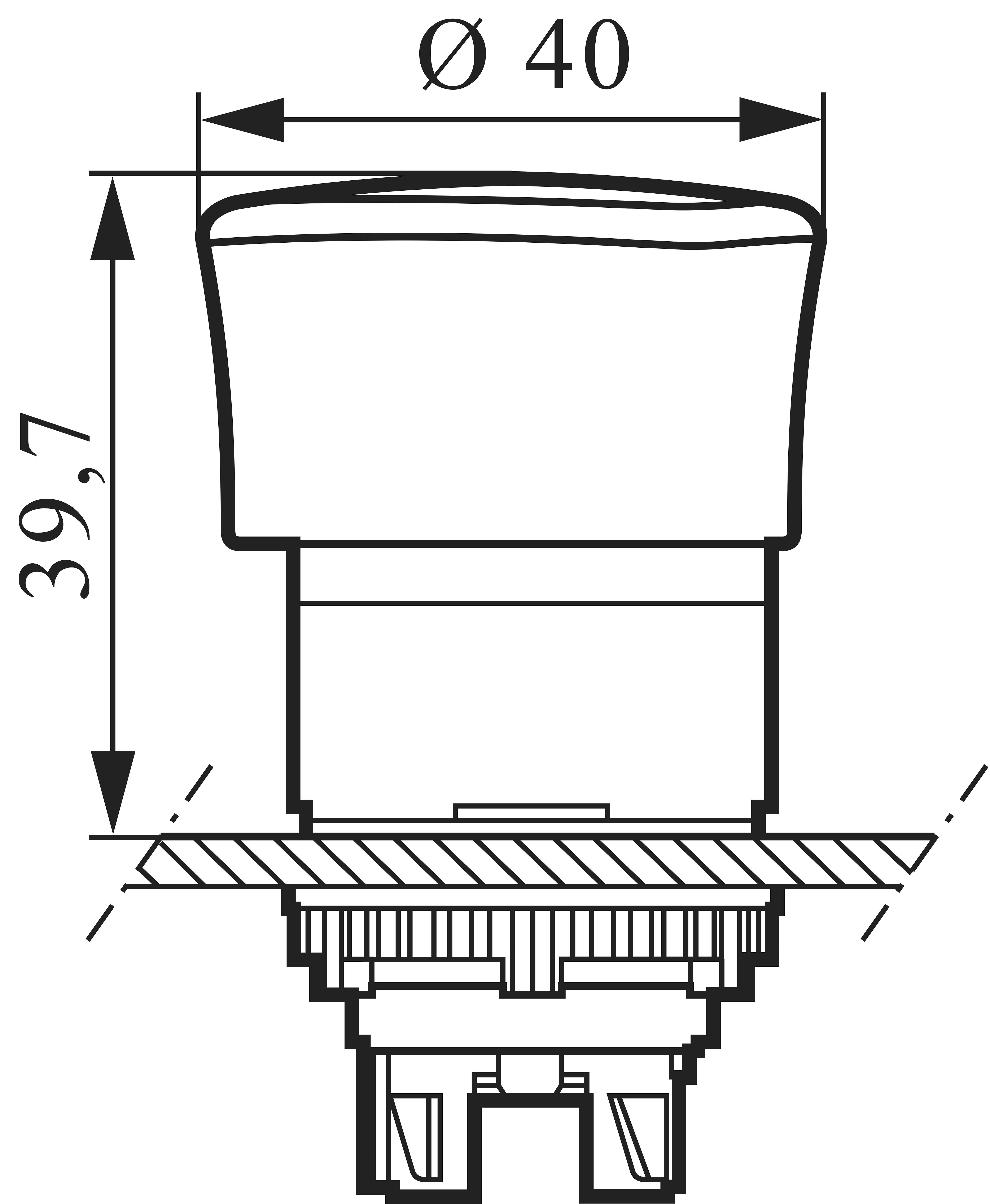 BACO L22DR01B Not-Aus-Schalter Frontring Kunststoff, Schwarz, mit Statusanzeige 600V 10A IP69K 1St.