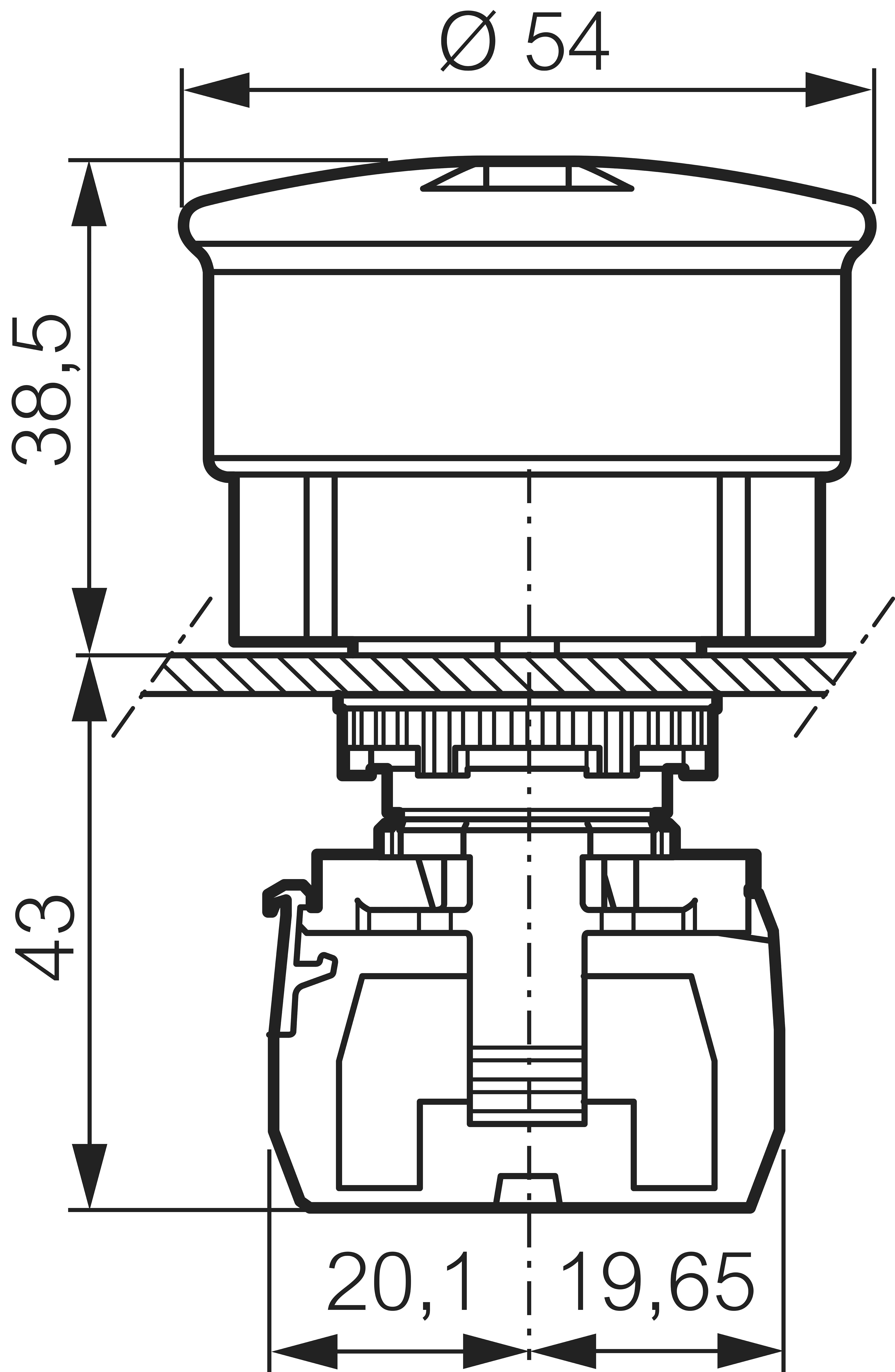 BACO L22DU01G Not-Aus-Schalter Frontring Kunststoff, Schwarz, mit Statusanzeige IP69K 1St.