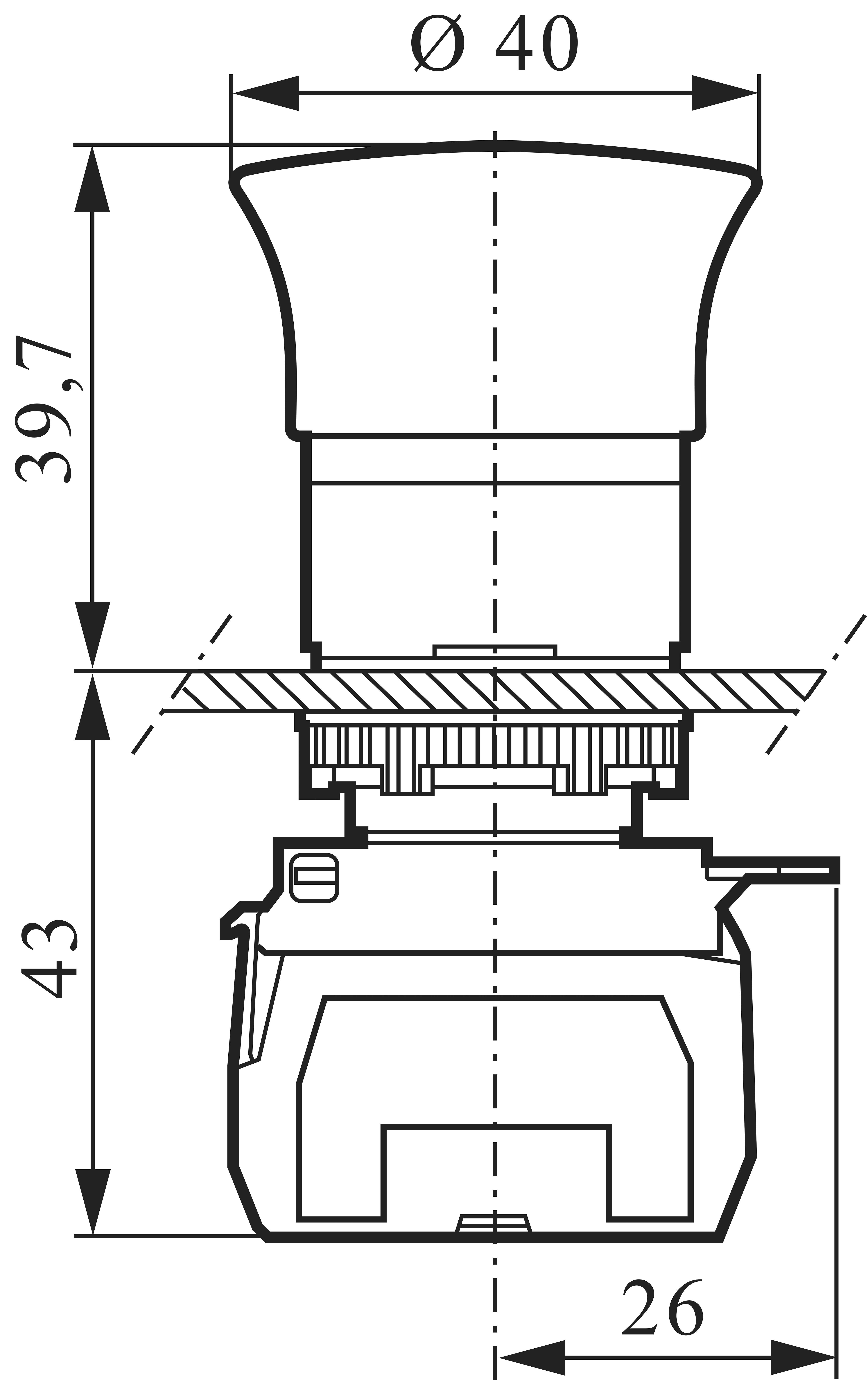 BACO L22DR01B Not-Aus-Schalter Frontring Kunststoff, Schwarz, mit Statusanzeige 600V 10A IP69K 1St.