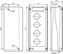 BACO LBX0400 224204 Leergehäuse 4 Einbaustellen (L x B x H) 173 x 74 x 47.9mm Grau, Schwarz 1St.