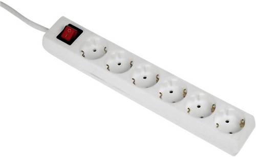 Hama 00108833 Steckdosenleiste mit Schalter 6fach Weiß Schutzkontakt 1St.
