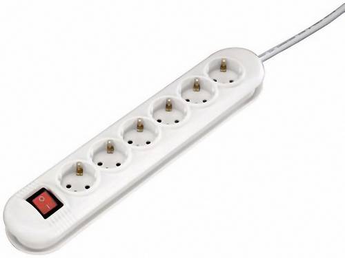 Hama 00108853 Steckdosenleiste mit Schalter 6fach Weiß Schutzkontakt 1St.