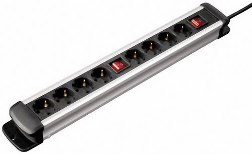Hama 00108861 Steckdosenleiste mit Schalter 8fach Schwarz Schutzkontakt 1St.