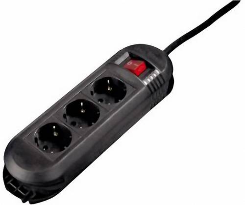 00108888 Steckdosenleiste mit Schalter 3fach Schwarz Schutzkontakt 1St.